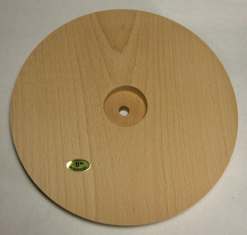 New 8" Modern Style Disc Shaped Rustic Wooden Lamp Base w/ Wire Way Hole #WB316U - Stone Door Lamps