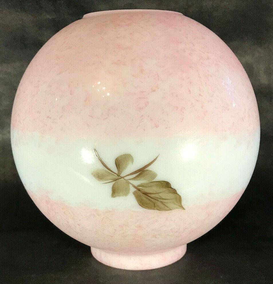 New 9" Hand Painted Queen Elizabeth Floral Scene Mottled Carmine Tint Ball Shade - Stone Door Lamps