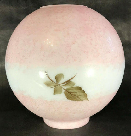 New 9" Hand Painted Queen Elizabeth Floral Scene Mottled Carmine Tint Ball Shade - Stone Door Lamps
