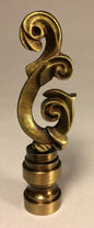New 2 5/8" Scroll Cast Metal Lamp Harp Finial, Antique Finish, 1/4 - 27F #LF072A - Stone Door Lamps