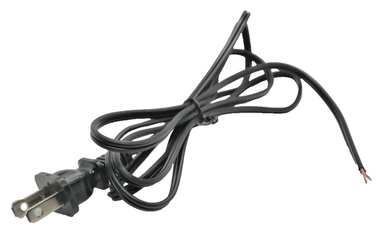 NEW 6' Black Lamp Cord Plug Set, 18/2 Plastic Covered SPT-1, U.L., CS704