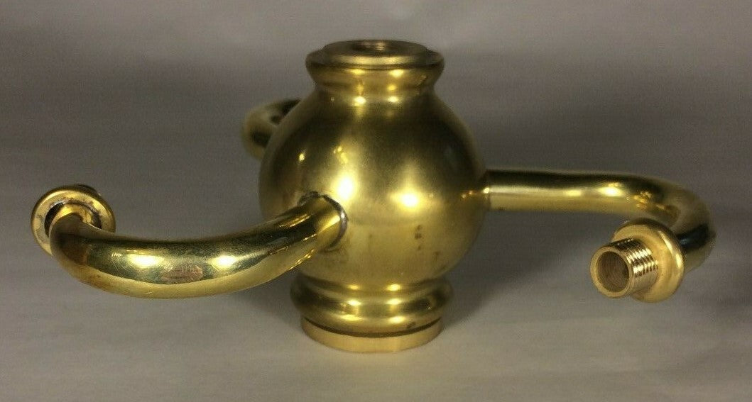 New 3 Spiral Arm Heavy Unfinished Brass Lamp Cluster, 5" Across 1/8F #LC459U