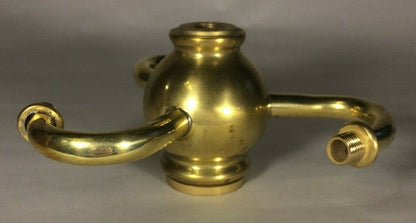 New 3 Spiral Arm Heavy Unfinished Brass Lamp Cluster, 5" Across 1/8F #LC459U