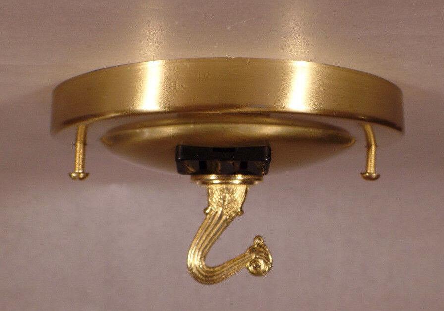 New 4 3/4" Diameter Brass Plated Chandelier Ceiling Canopy w/ Electrical Outlet - Stone Door Lamps