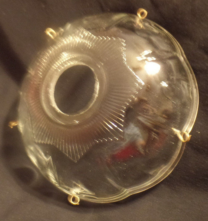 NEW 4" Pressed Glass Round Lamp Prism Chandelier Bobeche w/ 5 Brass Pins #BB902