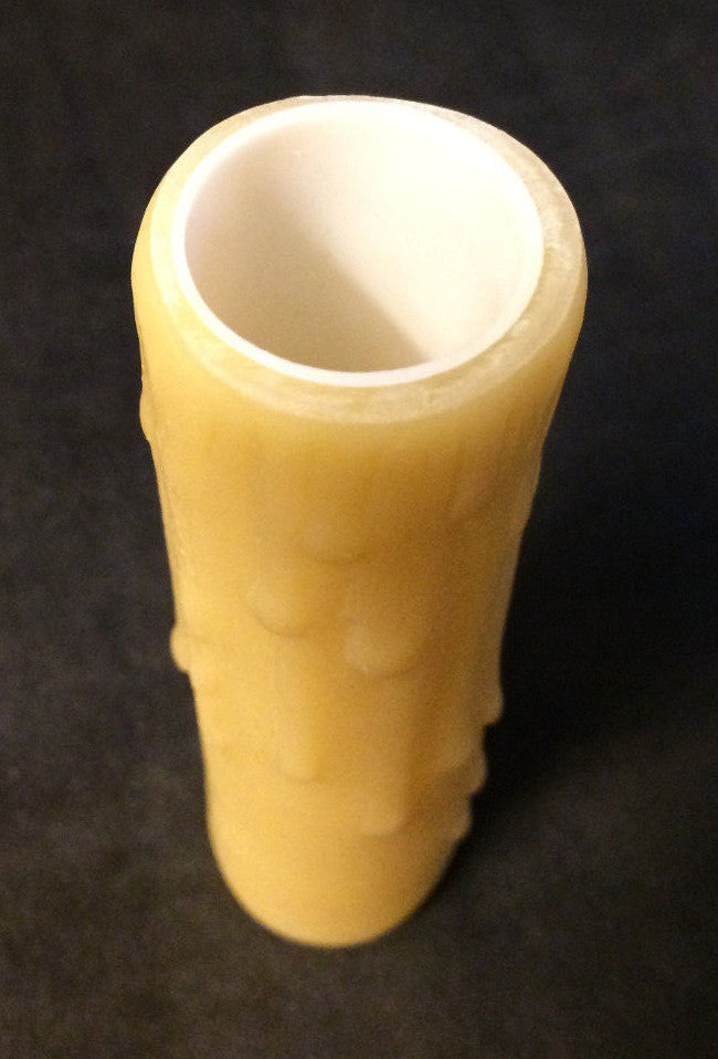 4" Tan Gold PolyBeesWax Chandelier Candelabra Candle Cover with DRIPS  CC910G