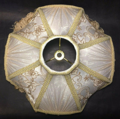 New Beige & Champagne Victorian Style Table Lamp Fabric Shade With Fringe SS798B - Stone Door Lamps