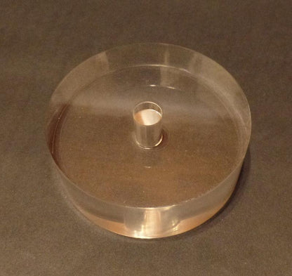 New 3" Diameter Clear Round Acrylic Lamp Break Base w/ Center Hole, No Wire Way - Stone Door Lamps