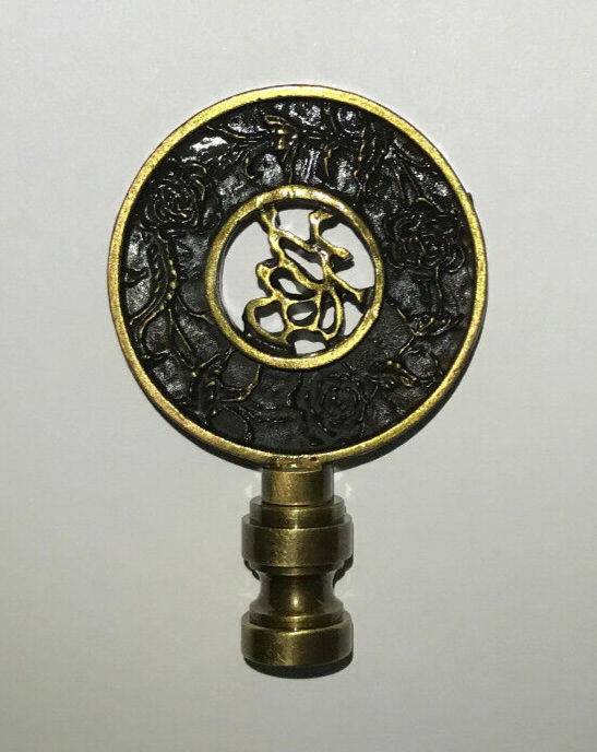 New 2 13/16" Brass Oriental Lamp Finial, Antique Brass Finish, 1/4-27F #BF167A