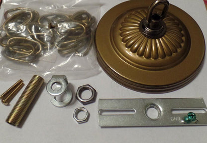 5 1/4" Solid Brass Canopy Kit With 3' Chain Antique Brass Finish With Loop #836A - Stone Door Lamps