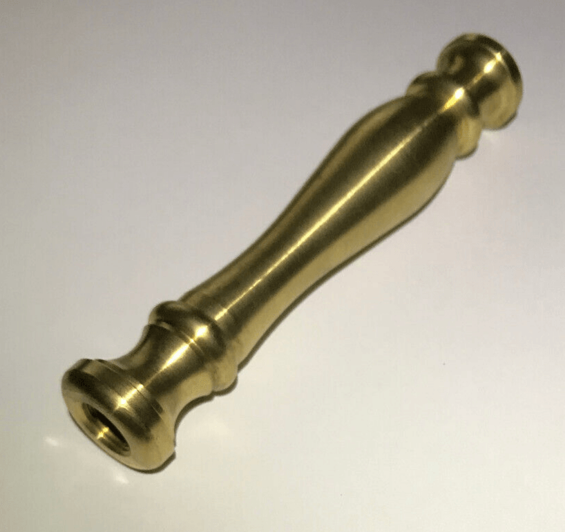 New 4 1/8" Unfinished Turned Brass Lamp Spindle, 1/8F (3/8"), 3/4" Dia. #LS943U - Stone Door Lamps