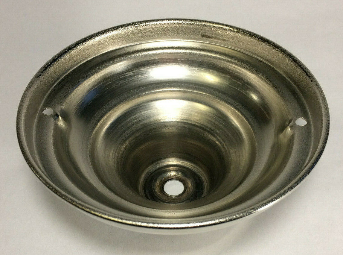 New 5 1/4" Diameter Brass Fixture Canopy w/ Nickel Finish, 2 3/4" Deep, #CA830N