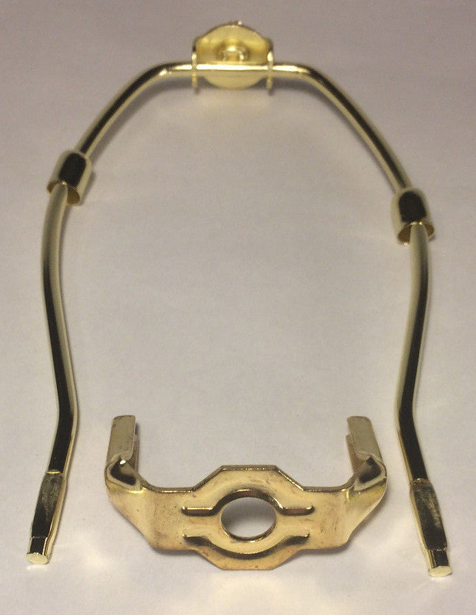 7" Brass Plated Lamp Harp with Base & Protective Coating, regular weight  #HAR54