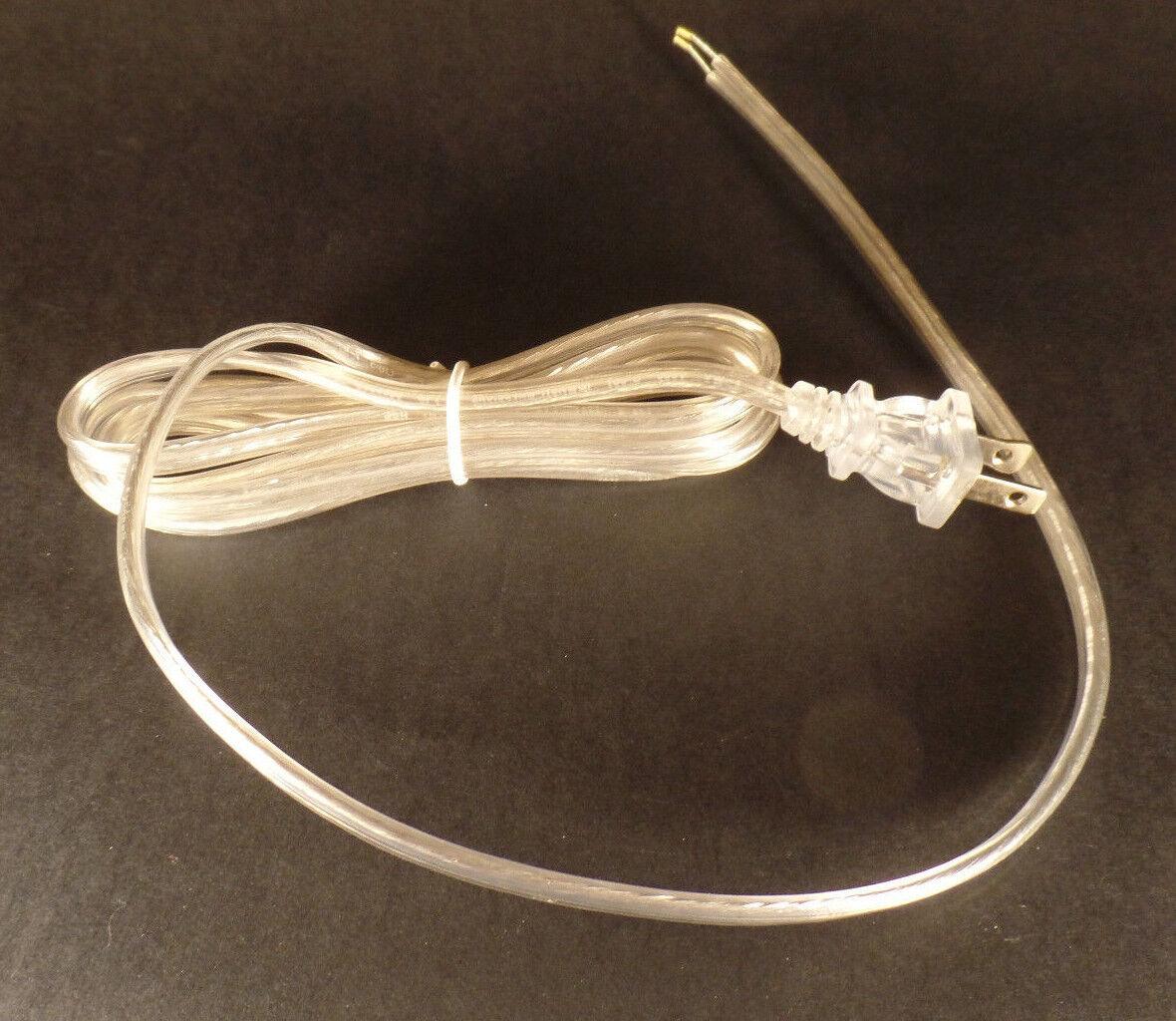 NEW 8' Clear Silver 18/2 Plastic Covered Lamp Cord Plug Set SPT - 2,U.L., #CS813 - Stone Door Lamps