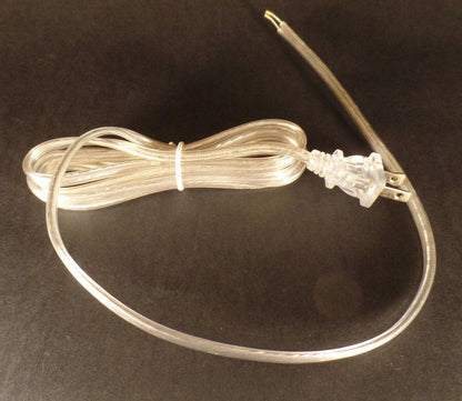 NEW 8' Clear Silver 18/2 Plastic Covered Lamp Cord Plug Set SPT - 2,U.L., #CS813 - Stone Door Lamps
