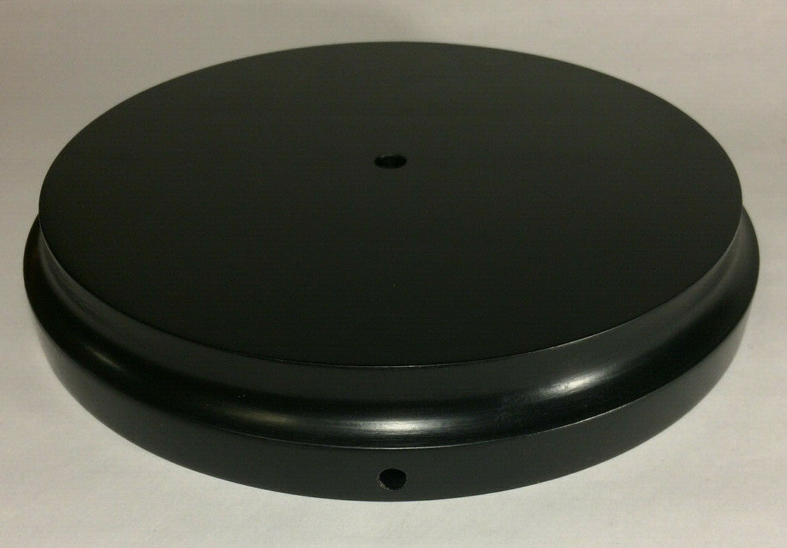 New 9" Modern Style Black Wooden Lamp Base w/ Wire Way Hole, Tapered Edge WB311B