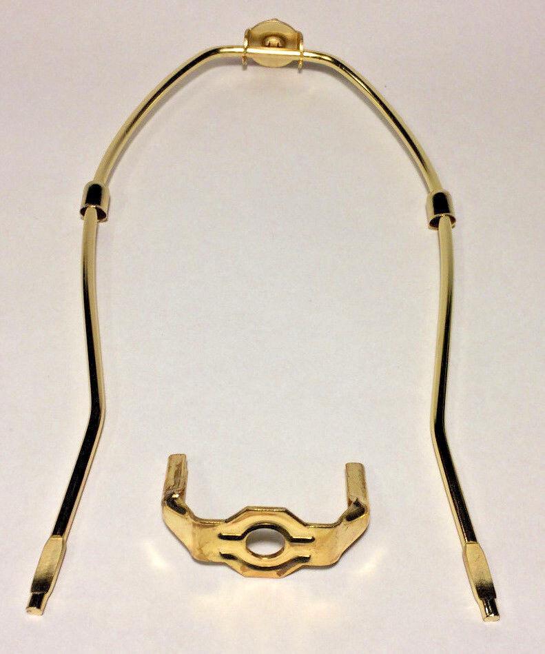 New 11" Brass Lamp HARP Shade Holder w/Base for Lamp Repair, Regular weight - Stone Door Lamps