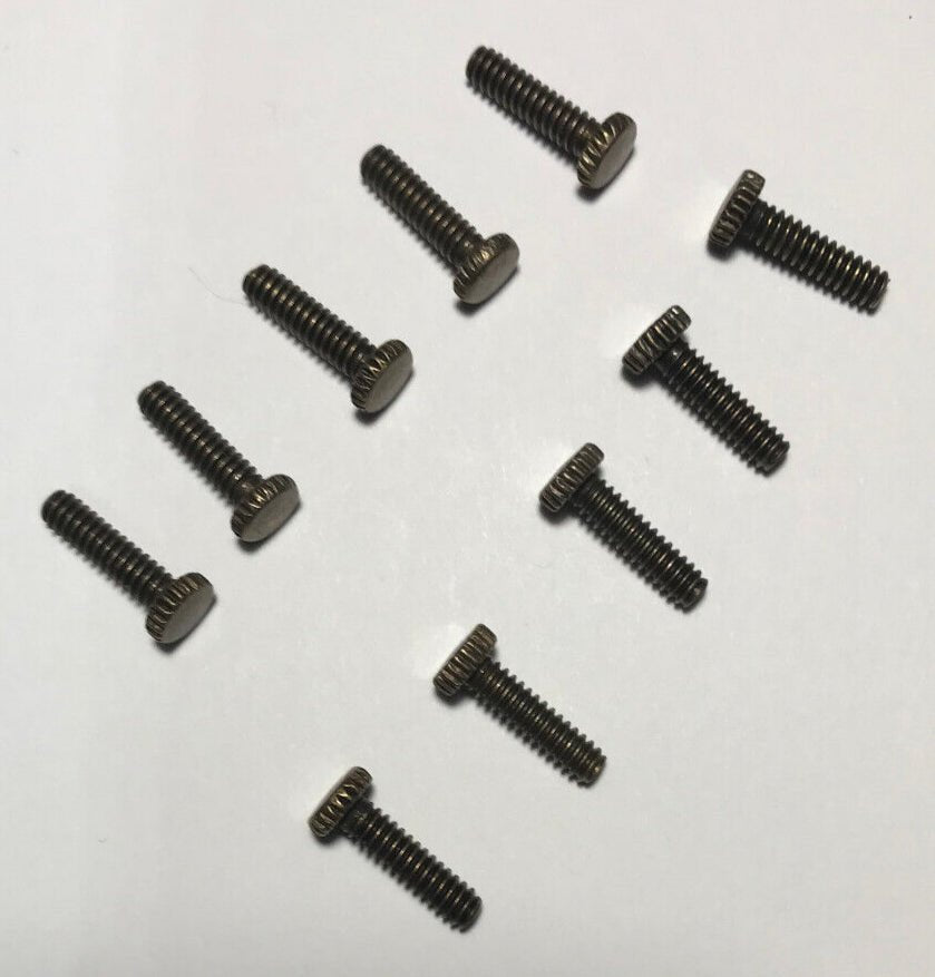 New Lot Of 10 Steel 1/2" Long Antique Brass Finish Thumbhead Screws 6/32 Thread - Stone Door Lamps