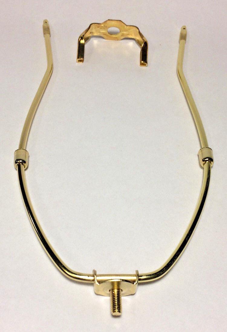 New 11" Brass Lamp HARP Shade Holder w/Base for Lamp Repair, Regular weight - Stone Door Lamps