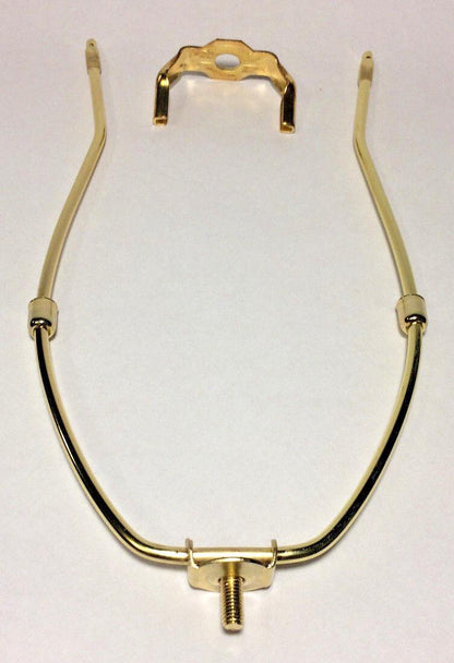 New 11" Brass Lamp HARP Shade Holder w/Base for Lamp Repair, Regular weight - Stone Door Lamps