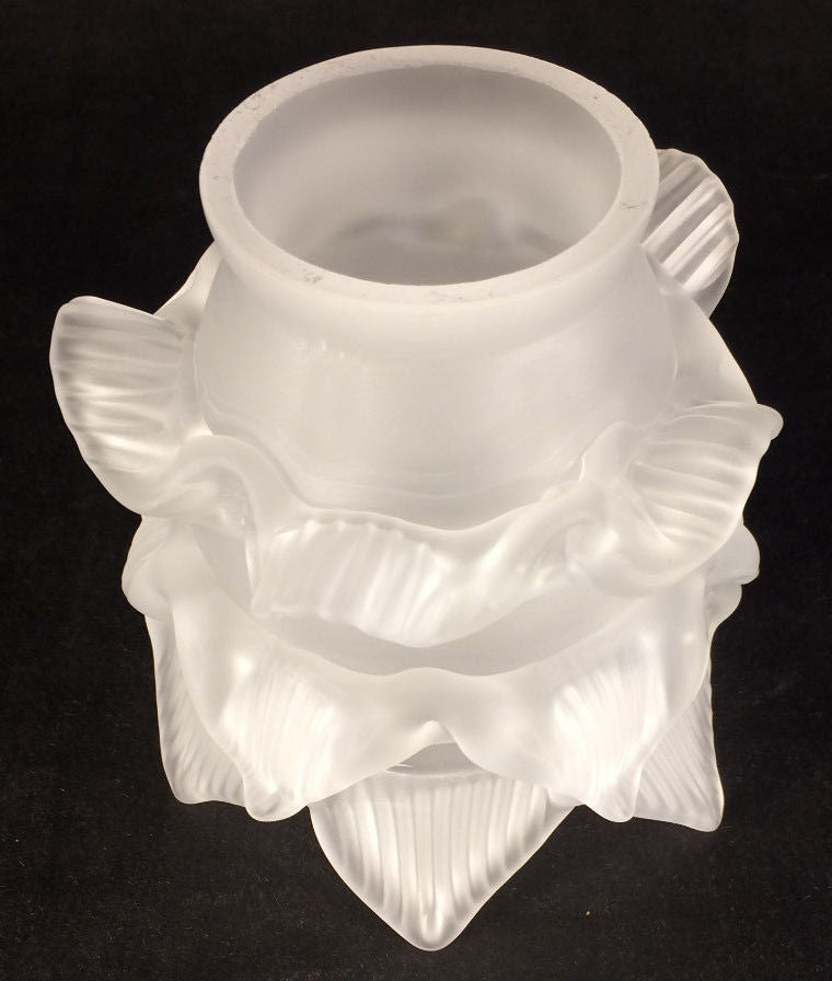 New Satin Crystal Etched Glass Rose Petal Fixture Lamp Shade 2 1/4" Fitter FS547