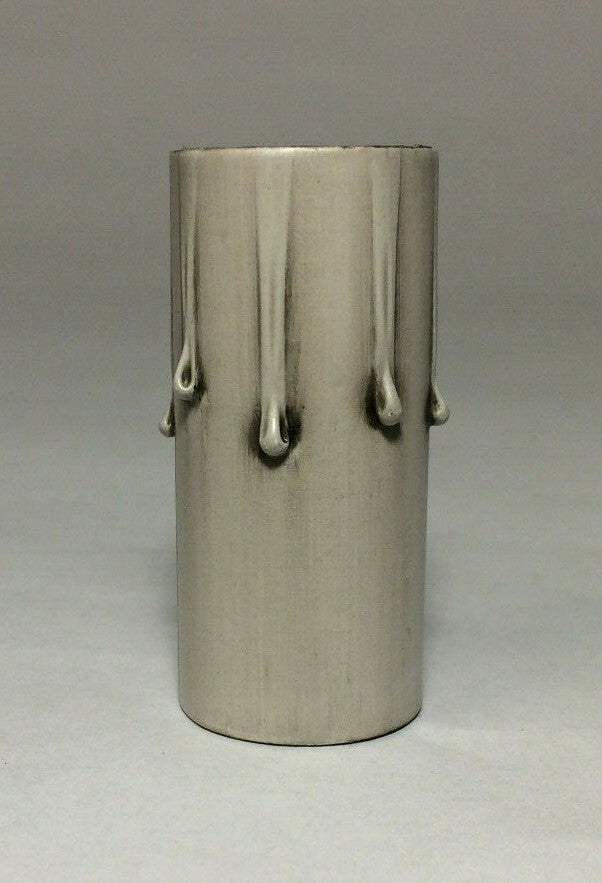New 2" Antique Style Paper Board Candle Cover, Silver Leaf, Candelabra #CC971K