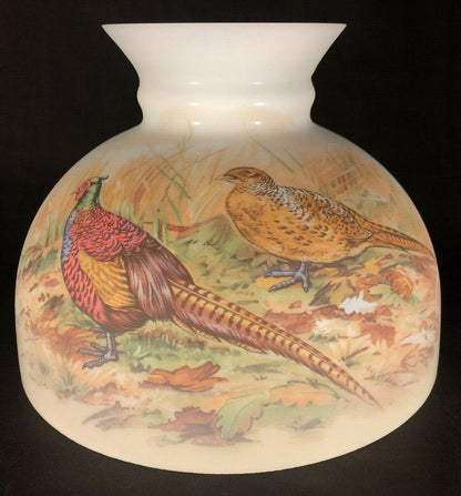 New 10" Opal Glass Student Lamp Shade With Pheasants Scene Made In USA #PS033 - Stone Door Lamps
