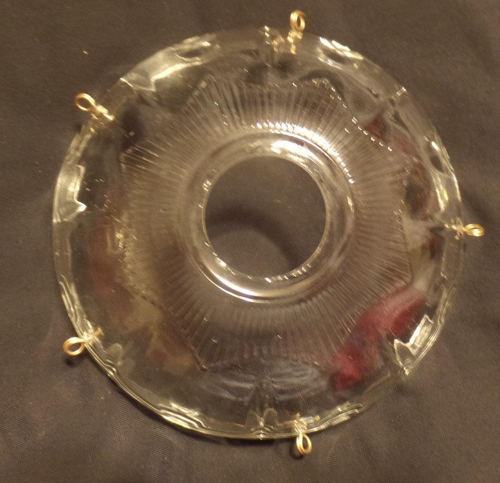 NEW 4" Pressed Glass Round Lamp Prism Chandelier Bobeche w/ 5 Brass Pins #BB902 - Stone Door Lamps