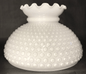 New 10" Cased Clear Over Opal White Glass Hobnail Student Lamp Shade Crimped Top - Stone Door Lamps