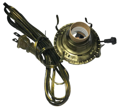 New Antique Brass Plated #2 Electric Lamp Burner With 8 ft. Antique Brass Cord - Stone Door Lamps