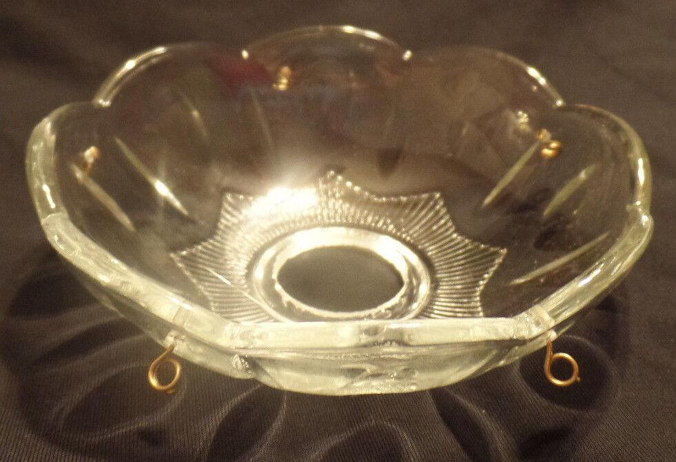 NEW 4" Pressed Glass Round Lamp Prism Chandelier Bobeche w/ 5 Brass Pins #BB902 - Stone Door Lamps