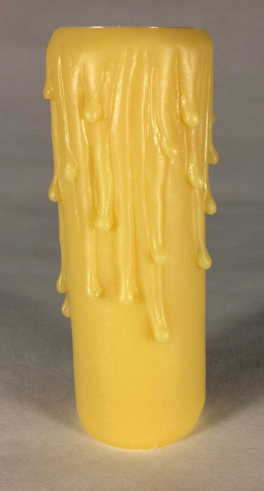 New 3" Tan Gold PolyBeesWax Chandelier Candelabra Candle Cover with DRIPS CC901G - Stone Door Lamps