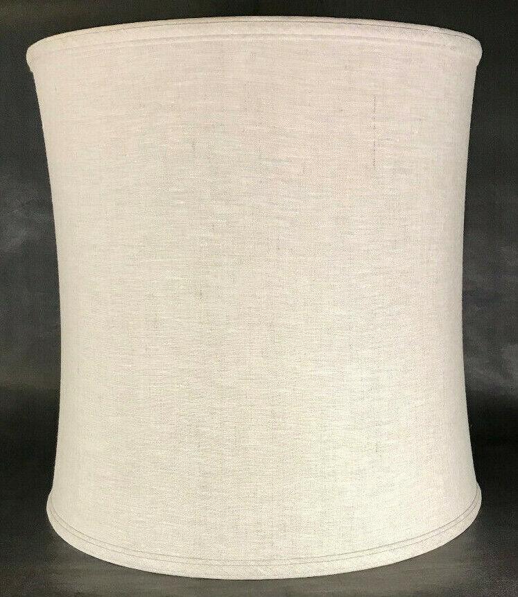 New 11x12x12 Satin Fine Linen Deep Drum Softback Fabric Lamp Shade Natural Color - Stone Door Lamps