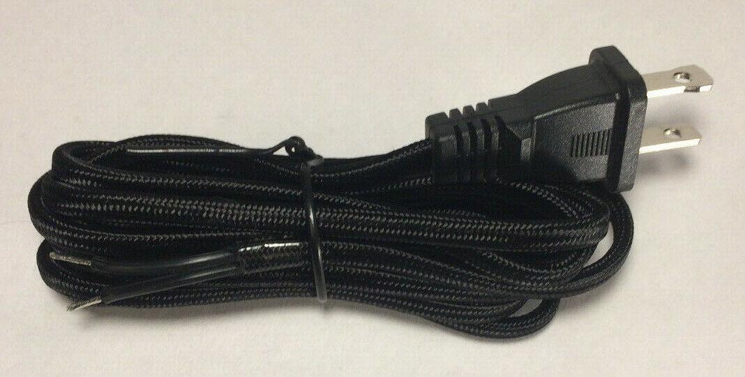 New 8 ft. Black Rayon Parallel Lamp Cord Set With Molded Plug, 18/2 SPT - 1 #CS874 - Stone Door Lamps