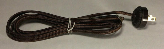 New 10 ft. Brown Rayon Lamp Cord Set with Ribbed Style Brown Plug #CS861 - Stone Door Lamps
