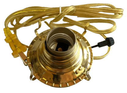 New Brass Plated #2 Electric Lamp Burner With 6 ft. Gold Cord #EB206 - Stone Door Lamps