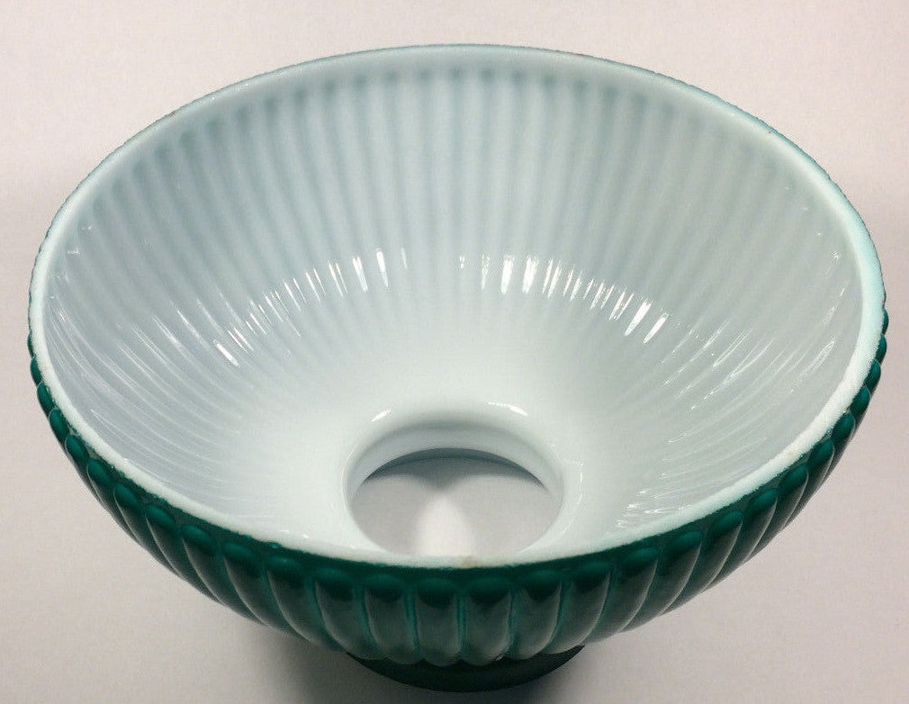 New 10" Opal Glass Ribbed Student Lamp Shade With Dark Green Painted Background