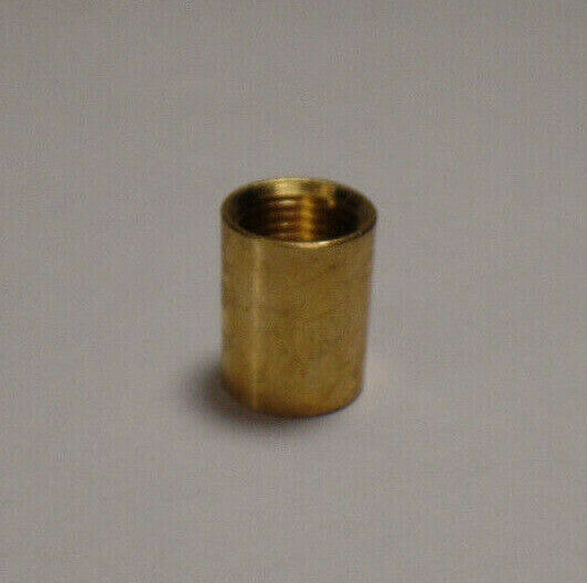 New Brass Lamp Pipe Coupling, Unfinished Brass, 9/16" ht., 1/8F (3/8") #BC936U