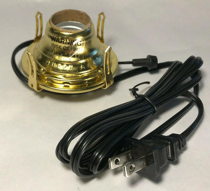 New Solid Brass #2 Queen Anne Electric Lamp Burner With 6 ft. Black Cord EB211BK - Stone Door Lamps