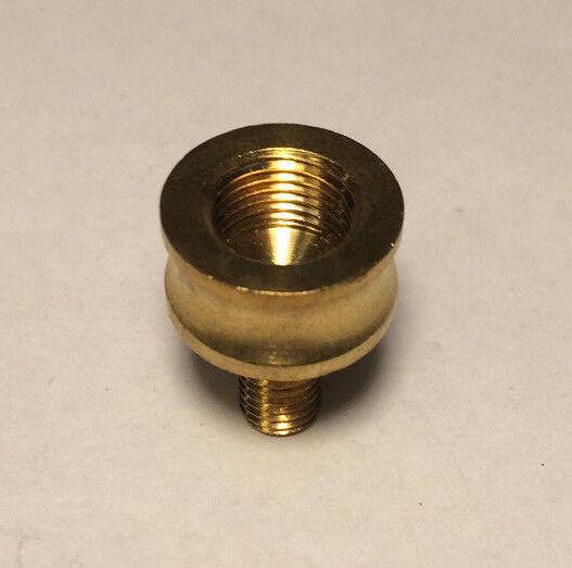 1/8F x 1/4 - 27M Turned Brass Lamp Finial CONVERTER Riser 1/8 IP pipe to regular - Stone Door Lamps
