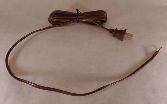 NEW 10' Brown 18/2 Plastic Covered Lamp Cord Plug Set SPT - 1,U.L. Listed, #CS730 - Stone Door Lamps