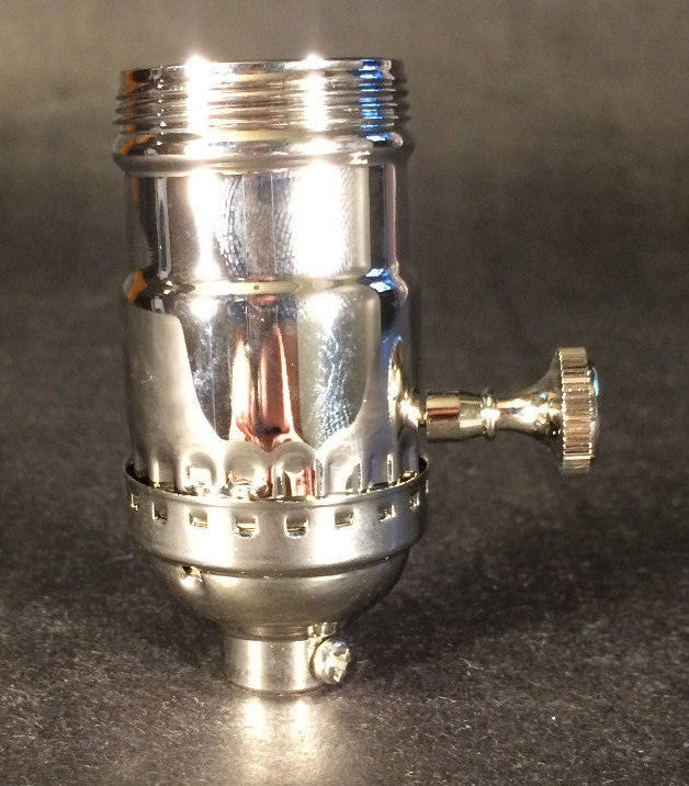 3-way Uno Thread Brass Early Electric Industrial Style Lamp Socket Nickel finish