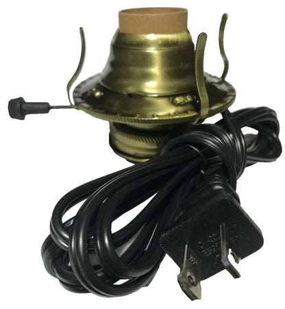 New Antique Brass Plated #2 Electric Lamp Burner With 6 ft. Black Cord #EB300BK - Stone Door Lamps