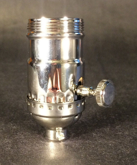 3-way Uno Thread Brass Early Electric Industrial Style Lamp Socket Nickel finish