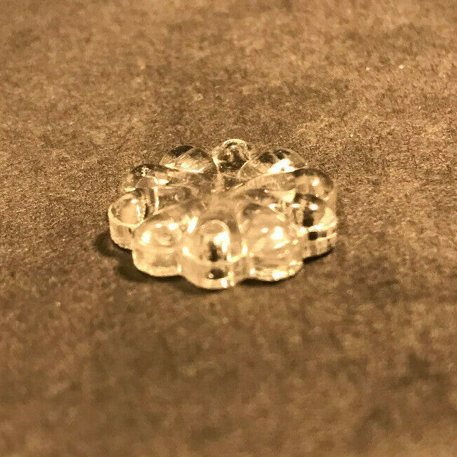 New 2/3" (20mm) Clear Pressed Glass Rosette w/ 4 Holes, Chandelier Part, #GR038