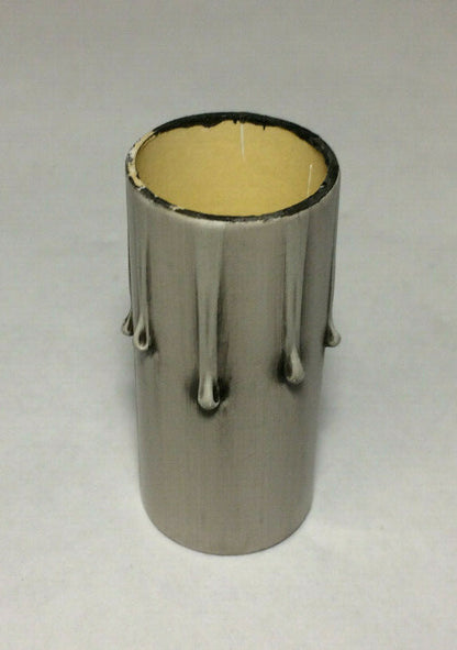 New 2" Antique Style Paper Board Candle Cover, Silver Leaf, Candelabra #CC971K