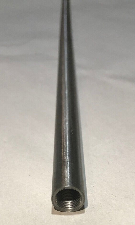 New 18" Brushed Steel Female Threaded Lamp Pipe, Rod, 1/8F Tap (3/8") #SP225S - Stone Door Lamps