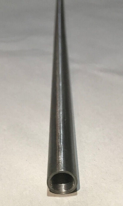 New 18" Brushed Steel Female Threaded Lamp Pipe, Rod, 1/8F Tap (3/8") #SP225S - Stone Door Lamps