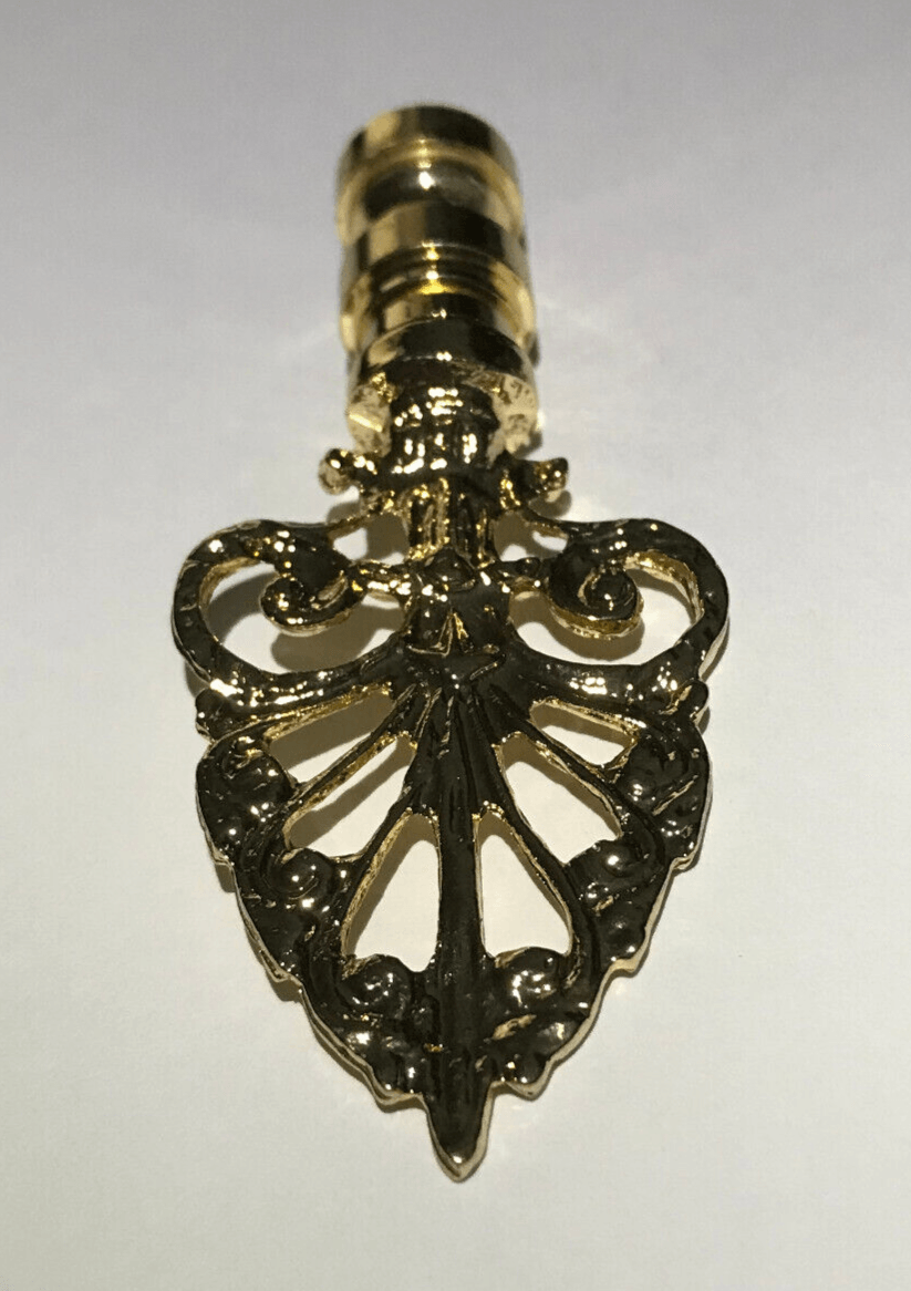 New 3 3/8" Brass Decorative Lamp Finial, Polished & Lacquered, 1/4 - 27F Tap, #116 - Stone Door Lamps