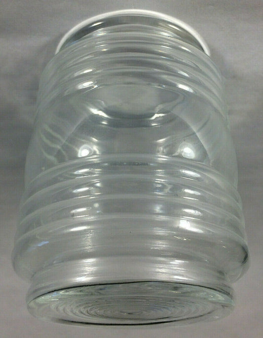 New Clear Retro Utility Type Glass Shade, 4.5" Ht., 3 1/4" Lip Fitter, #RS636